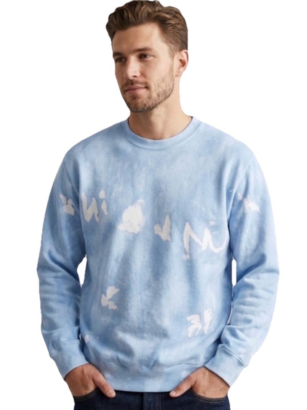 Sporty & Rich Tie Dye Crewneck Men’s & Women’s Unisex Sky Blue Cotton Size Small